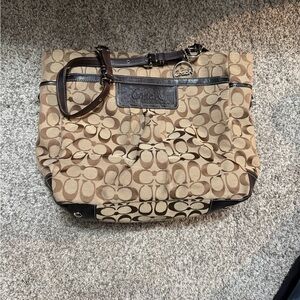 Coach Tan and Brown Signature Tote